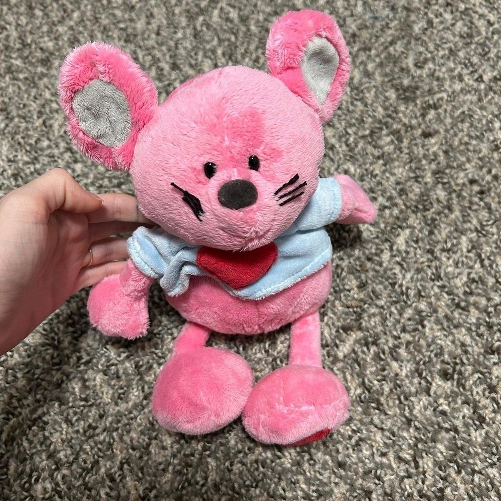 Vtg Y2K 2000s TY Beanie Baby Classic Patter the Pink Mouse Hearts